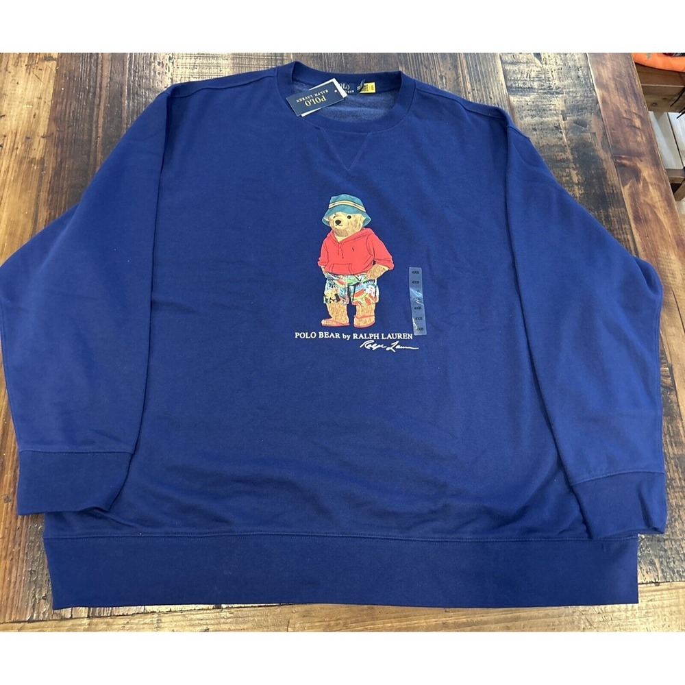 POLO RALPH LAUREN Big & Tall Navy Beach POLO BEAR Fleece Crewneck Sweatshirt 4XB